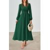 imagePRTTYGARDEN Womens Long Sleeve Maxi Dress 2025 Spring Trendy Elegant V Neck Flowy Wedding Guest Holiday Formal Long DressesDark Green
