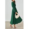 imagePRTTYGARDEN Womens Long Sleeve Maxi Dress 2025 Spring Trendy Elegant V Neck Flowy Wedding Guest Holiday Formal Long DressesDark Green