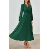 imagePRTTYGARDEN Womens Long Sleeve Maxi Dress 2025 Spring Trendy Elegant V Neck Flowy Wedding Guest Holiday Formal Long DressesDark Green