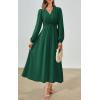 imagePRTTYGARDEN Womens Long Sleeve Maxi Dress 2025 Spring Trendy Elegant V Neck Flowy Wedding Guest Holiday Formal Long DressesDark Green