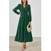 imagePRTTYGARDEN Womens Long Sleeve Maxi Dress 2025 Spring Trendy Elegant V Neck Flowy Wedding Guest Holiday Formal Long DressesDark Green