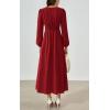 imagePRTTYGARDEN Womens Long Sleeve Maxi Dress 2025 Spring Trendy Elegant V Neck Flowy Wedding Guest Holiday Formal Long DressesJujube Red