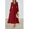 imagePRTTYGARDEN Womens Long Sleeve Maxi Dress 2025 Spring Trendy Elegant V Neck Flowy Wedding Guest Holiday Formal Long DressesJujube Red