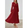 imagePRTTYGARDEN Womens Long Sleeve Maxi Dress 2025 Spring Trendy Elegant V Neck Flowy Wedding Guest Holiday Formal Long DressesJujube Red