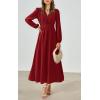 imagePRTTYGARDEN Womens Long Sleeve Maxi Dress 2025 Spring Trendy Elegant V Neck Flowy Wedding Guest Holiday Formal Long DressesJujube Red