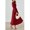 imagePRTTYGARDEN Womens Long Sleeve Maxi Dress 2025 Spring Trendy Elegant V Neck Flowy Wedding Guest Holiday Formal Long DressesJujube Red