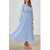 imagePRTTYGARDEN Womens Long Sleeve Maxi Dress 2025 Spring Trendy Elegant V Neck Flowy Wedding Guest Holiday Formal Long DressesLight Blue