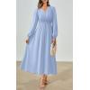 imagePRTTYGARDEN Womens Long Sleeve Maxi Dress 2025 Spring Trendy Elegant V Neck Flowy Wedding Guest Holiday Formal Long DressesLight Blue