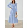 imagePRTTYGARDEN Womens Long Sleeve Maxi Dress 2025 Spring Trendy Elegant V Neck Flowy Wedding Guest Holiday Formal Long DressesLight Blue
