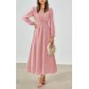 imagePRTTYGARDEN Womens Long Sleeve Maxi Dress 2025 Spring Trendy Elegant V Neck Flowy Wedding Guest Holiday Formal Long DressesPink