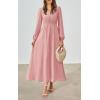 imagePRTTYGARDEN Womens Long Sleeve Maxi Dress 2025 Spring Trendy Elegant V Neck Flowy Wedding Guest Holiday Formal Long DressesPink