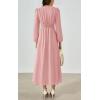 imagePRTTYGARDEN Womens Long Sleeve Maxi Dress 2025 Spring Trendy Elegant V Neck Flowy Wedding Guest Holiday Formal Long DressesPink