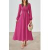 imagePRTTYGARDEN Womens Long Sleeve Maxi Dress 2025 Spring Trendy Elegant V Neck Flowy Wedding Guest Holiday Formal Long DressesRose Red