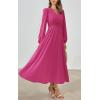 imagePRTTYGARDEN Womens Long Sleeve Maxi Dress 2025 Spring Trendy Elegant V Neck Flowy Wedding Guest Holiday Formal Long DressesRose Red
