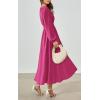 imagePRTTYGARDEN Womens Long Sleeve Maxi Dress 2025 Spring Trendy Elegant V Neck Flowy Wedding Guest Holiday Formal Long DressesRose Red
