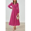 imagePRTTYGARDEN Womens Long Sleeve Maxi Dress 2025 Spring Trendy Elegant V Neck Flowy Wedding Guest Holiday Formal Long DressesRose Red