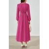 imagePRTTYGARDEN Womens Long Sleeve Maxi Dress 2025 Spring Trendy Elegant V Neck Flowy Wedding Guest Holiday Formal Long DressesRose Red