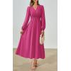 imagePRTTYGARDEN Womens Long Sleeve Maxi Dress 2025 Spring Trendy Elegant V Neck Flowy Wedding Guest Holiday Formal Long DressesRose Red