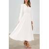 imagePRTTYGARDEN Womens Long Sleeve Maxi Dress 2025 Spring Trendy Elegant V Neck Flowy Wedding Guest Holiday Formal Long DressesWhite