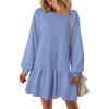 imagePRETTYGARDEN Womens Patchwork Sweatshirt Dress Spring Casual Long Sleeve Crewneck Pullover Cute Babydoll Mini DressesSky Blue