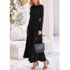 imagePRETTYGARDEN Womens 2025 Spring Casual Long Sleeve Maxi Dresses Crewneck Ruched A Line Flowy Elegant Modest Going Out DressBlack