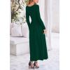imagePRETTYGARDEN Womens 2025 Spring Casual Long Sleeve Maxi Dresses Crewneck Ruched A Line Flowy Elegant Modest Going Out DressDark Green