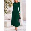 imagePRETTYGARDEN Womens 2025 Spring Casual Long Sleeve Maxi Dresses Crewneck Ruched A Line Flowy Elegant Modest Going Out DressDark Green