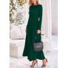 imagePRETTYGARDEN Womens 2025 Spring Casual Long Sleeve Maxi Dresses Crewneck Ruched A Line Flowy Elegant Modest Going Out DressDark Green