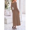 imagePRETTYGARDEN Womens 2025 Spring Casual Long Sleeve Maxi Dresses Crewneck Ruched A Line Flowy Elegant Modest Going Out DressKhaki