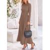 imagePRETTYGARDEN Womens 2025 Spring Casual Long Sleeve Maxi Dresses Crewneck Ruched A Line Flowy Elegant Modest Going Out DressKhaki