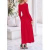 imagePRETTYGARDEN Womens 2025 Spring Casual Long Sleeve Maxi Dresses Crewneck Ruched A Line Flowy Elegant Modest Going Out DressRed
