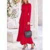 imagePRETTYGARDEN Womens 2025 Spring Casual Long Sleeve Maxi Dresses Crewneck Ruched A Line Flowy Elegant Modest Going Out DressRed