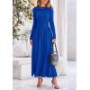 imagePRETTYGARDEN Womens 2025 Spring Casual Long Sleeve Maxi Dresses Crewneck Ruched A Line Flowy Elegant Modest Going Out DressRoyal Blue