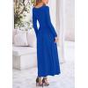 imagePRETTYGARDEN Womens 2025 Spring Casual Long Sleeve Maxi Dresses Crewneck Ruched A Line Flowy Elegant Modest Going Out DressRoyal Blue