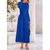 imagePRETTYGARDEN Womens 2025 Spring Casual Long Sleeve Maxi Dresses Crewneck Ruched A Line Flowy Elegant Modest Going Out DressRoyal Blue