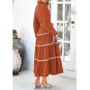 imagePRETTYGARDEN Womens Casual Dresses Loose Belted Long Lantern Sleeve Tiered Button Down Maxi Shirt Dress with PocketsBrick Red