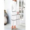 imagePRETTYGARDEN Womens Casual Dresses Loose Belted Long Lantern Sleeve Tiered Button Down Maxi Shirt Dress with PocketsWhite