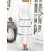 imagePRETTYGARDEN Womens Casual Dresses Loose Belted Long Lantern Sleeve Tiered Button Down Maxi Shirt Dress with PocketsWhite