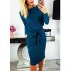 imagePRETTYGARDEN Womens Fall Bodycon Party Dress Casual Long Sleeve Tie Waist Fitted Sheath Pencil Dresses with PocketsDark Green