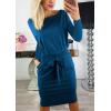 imagePRETTYGARDEN Womens Fall Bodycon Party Dress Casual Long Sleeve Tie Waist Fitted Sheath Pencil Dresses with PocketsDark Green