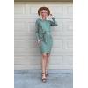 imagePRETTYGARDEN Womens Fall Bodycon Party Dress Casual Long Sleeve Tie Waist Fitted Sheath Pencil Dresses with PocketsGrey Green
