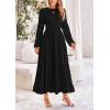 imagePRETTYGARDEN Womens Fall Spring Elegant Long Sleeve Maxi Dress Swiss Dot A Line Flowy Casual Holiday Party Going Out DressesBlack