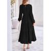 imagePRETTYGARDEN Womens Fall Spring Elegant Long Sleeve Maxi Dress Swiss Dot A Line Flowy Casual Holiday Party Going Out DressesBlack