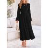 imagePRETTYGARDEN Womens Fall Spring Elegant Long Sleeve Maxi Dress Swiss Dot A Line Flowy Casual Holiday Party Going Out DressesBlack