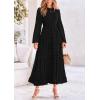 imagePRETTYGARDEN Womens Fall Spring Elegant Long Sleeve Maxi Dress Swiss Dot A Line Flowy Casual Holiday Party Going Out DressesBlack