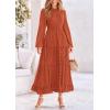 imagePRETTYGARDEN Womens Fall Spring Elegant Long Sleeve Maxi Dress Swiss Dot A Line Flowy Casual Holiday Party Going Out DressesBrick Red