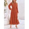 imagePRETTYGARDEN Womens Fall Spring Elegant Long Sleeve Maxi Dress Swiss Dot A Line Flowy Casual Holiday Party Going Out DressesBrick Red