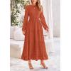 imagePRETTYGARDEN Womens Fall Spring Elegant Long Sleeve Maxi Dress Swiss Dot A Line Flowy Casual Holiday Party Going Out DressesBrick Red