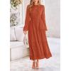 imagePRETTYGARDEN Womens Fall Spring Elegant Long Sleeve Maxi Dress Swiss Dot A Line Flowy Casual Holiday Party Going Out DressesBrick Red