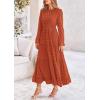imagePRETTYGARDEN Womens Fall Spring Elegant Long Sleeve Maxi Dress Swiss Dot A Line Flowy Casual Holiday Party Going Out DressesBrick Red